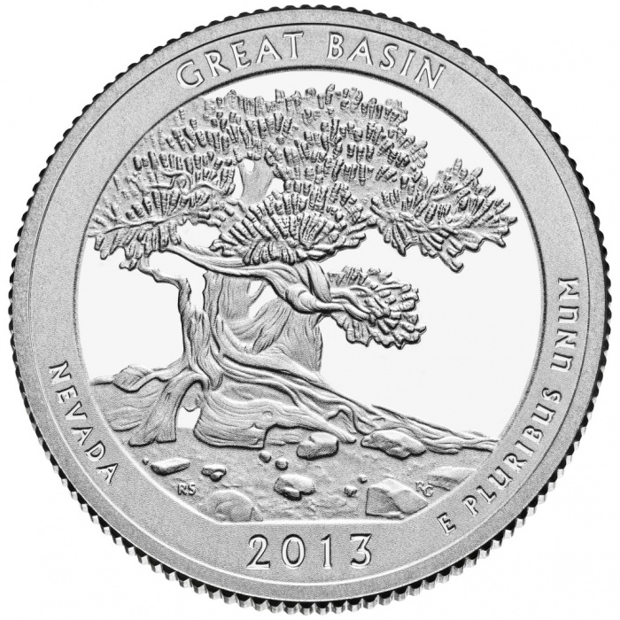 (018s) Монета США 2013 год 25 центов &quot;Грейт-Бейсин&quot;  Медь-Никель  UNC